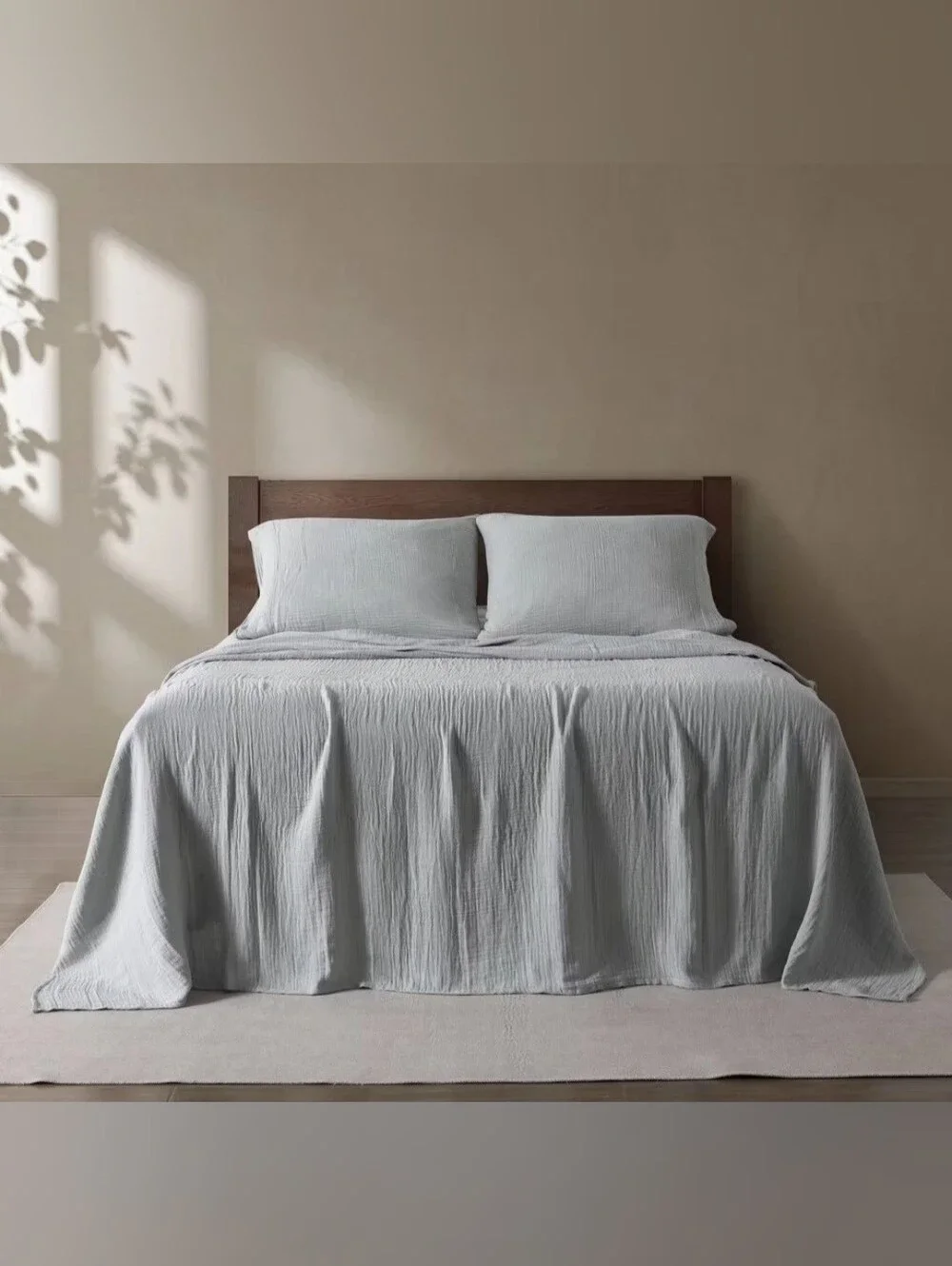 4pc Calm Queen Gauze Sheet Set Stone Grey